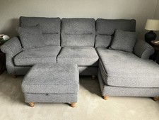 Next Ashford High Back Medium Right Hand Chaise Sofa And Footstool