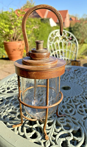 Vintage heavy brass ship caged - brass,