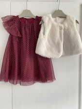 Baby Girls 6-9 Months Sparkly Dress and Faux Fur Gilet Bundle Matalan George GC