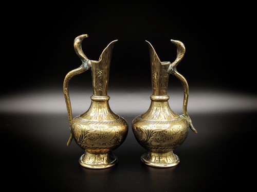 Pair brass jugs indian - of,