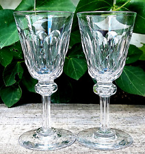TWO ANTIQUE CUT CRYSTAL PORT SMALL WINE GLASSES FINE CUTTING c.1870
