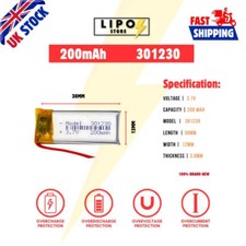 ⚡ 3.7V 301230 200mAh LiPo