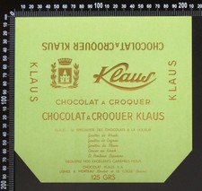 2 Original Vintage Klaus (France) 125g & Small Plain Chocolate Wrappers 50s-60s?