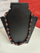 VINTAGE MURANO AND FACETED JET NECKLACE.