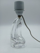 Vintage DAUM, France, art glass small table lamp, clear freeform, signed 
