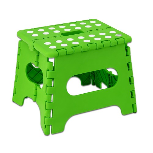 Green folding step stool - green,