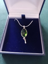 Peridot Stone Pendant On 50cm Snake Chain In Presentation Box Great Gift