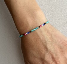 Petite Multicolour Minimalist Petite Glass Beaded Friendship Stretchy Bracelet