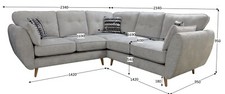 Fabric Corner Sofa 3 2 Seater Full Back Cushions Grey Woven Nilo Free Delivery