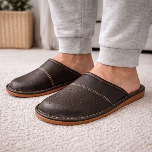 Mens leather mule slippers - mens,