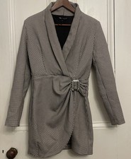 ZARA Houndstooth Mini Blazer Style Dress new Medium Gemstone black white