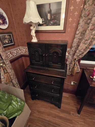 Antique small carved storage - antique,