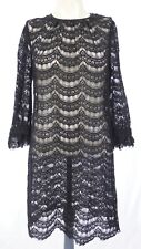 Milly Dress Black Lace Bergdorf Goodman 3/4 Sleeve Sheer Formal Evening Size 10