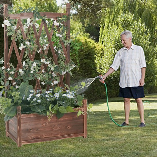 Wooden garden planter trellis - wooden,