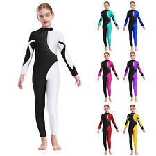 Kids Girls Full Body Gymnastics Leotard Ballet Dance Unitard Jumpsuit Dancewear