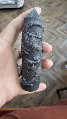 Shungite dragon carving point - shungite,
