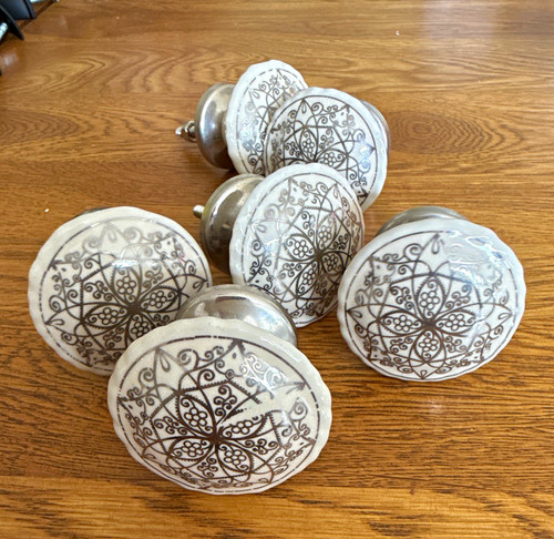 White ceramic cabinet knobs - white,