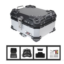 28L Motorcycle Top Case Tail Box Waterproof Luggage Scooter Trunk Silver