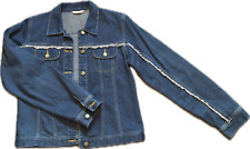 Vintage 90s Denim Jacket Purple Fringe Western Indie Sleaze Style M&S UK 8/10