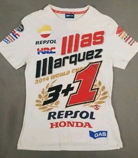 Honda Shirt Mens Small White Graphic Print Repsol Marquez 2014 VTG Racing Retro