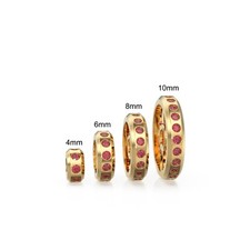 Real Red Garnet 18k Solid Gold Eternity Rondelle Wheel Spacer Handmade Beads
