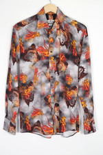 Claudio Lugli Couture Dragon Fire All Over Print Mens Shirt Size Large Fantasy