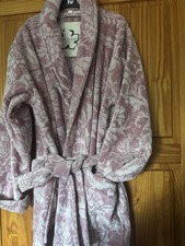 Ted Baker Baroque Floral Long Sleeve Bath Robe 100% Cotton, Dusky Rose,L/XL, NEW