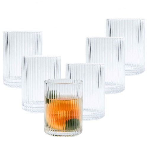 Ribbed drinking glasses set - ribbed,