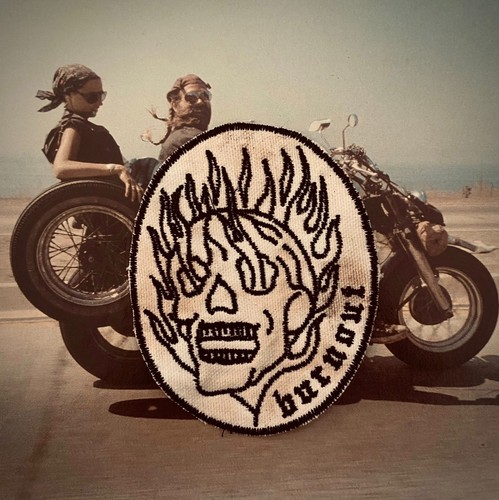 Vintage fire skull - , biker