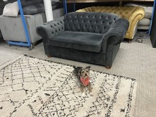 SCS Ideal Home Clover Velvet Love Chair Sofa Bed In Dark Grey Velvet RRP £1199