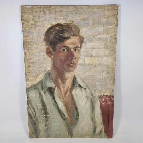 20thc oil panel portrait - oil,
