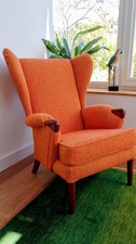 Parker Knoll 757 MK2 Vintage Midcentury "Papa Bear" Armchair In Orange Wool