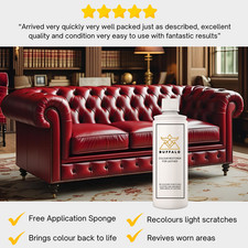 250ml Oxblood Red Chesterfield Leather Dye Colour Reviver & Restorer with Sponge
