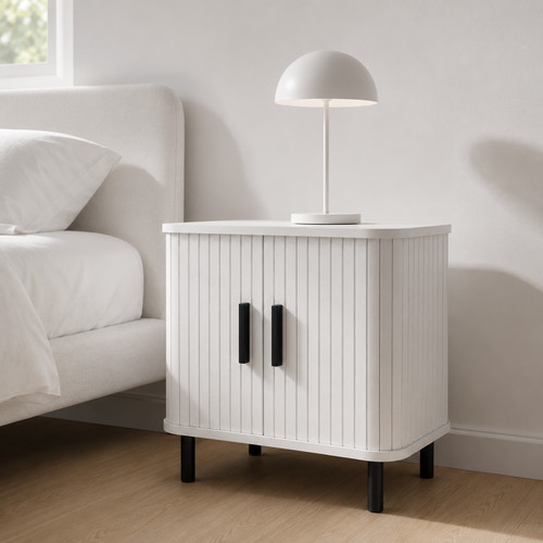 White bedside table sliding - white,
