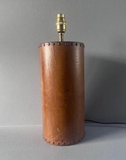 Vintage Leather Table Lamp Base with Brass Fitting – Leather Studded Cylinder L
