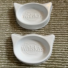 2 x Whiskas Cat Feeding Dish Water White Cat Bowl Limited Edition 