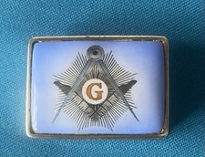 Masonic Enamel Silver Pill Box