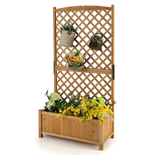 Wooden planter with trellis - with,