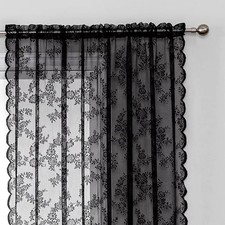 1x Lace Sheer Curtain Window Embroidered Drapes Elegant Tulle Curtain Home Decor