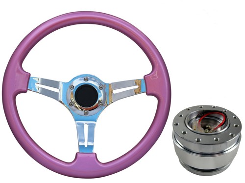 Pink chrome steering wheel - pink,
