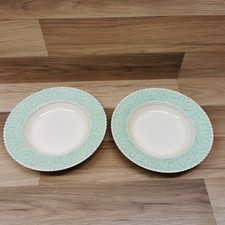 2 x BurleighWare Balmoral Green Art Deco Rimmed Soup Bowls