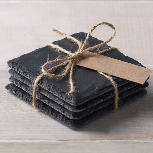 Slate coasters square round - slate,
