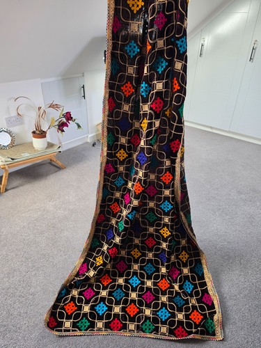 Black shawl embroidered velvet - shawl,