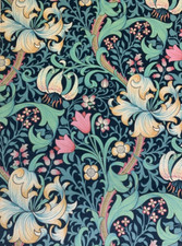 William Morris / Sanderson curtain fabric ‘Golden Lily Velvet’ 1.6m Galactic Ink