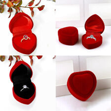 Red Love Heart Velvet Ring Box Wedding Proposal Romance Engagement Holder