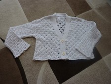 GIRLS ZARA WHITE/ OFF WHITE CROPPED LACY CARDIGAN AGE 9-10 GUC