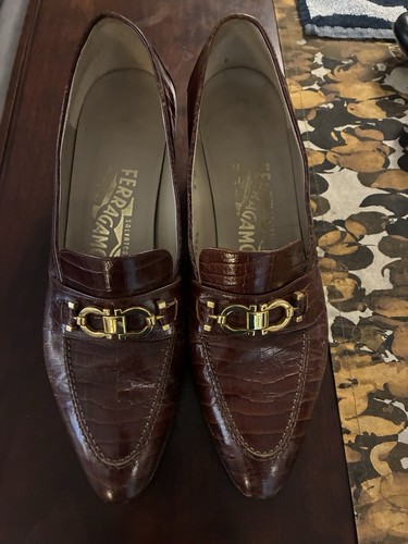 Salvatore ferragamo brown croc - brown,