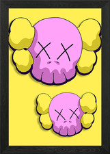 yellow kaws Framed Wall Art