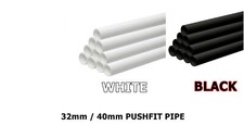 32mm 40mm Pushfit Waste Pipe 1 Mtr Length Plastic Bathroom BLACK WHITE -FREE DEL