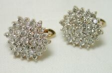 Fabulous Pair Of Quality 9Ct Gold 2.00 Carat Diamond Cluster Earrings 21515